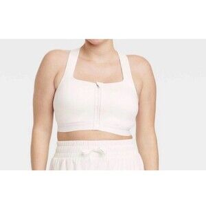 NWT All In Motion Sculpt High Support Front Zip Sports Bra-36D Cream